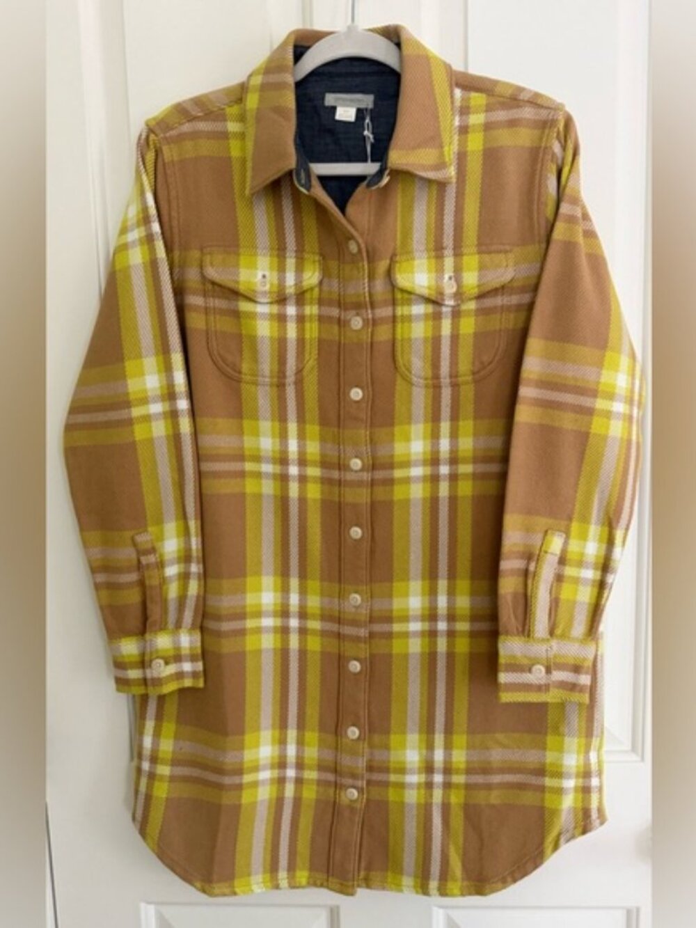 Outerknown Blanket Dress Womens Small Plaid Organic Cotton Long Button Down